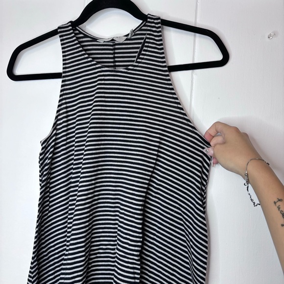 Athleta Striped High Neck Black/White Striped Racerback Tank XS - Picture 3 of 6